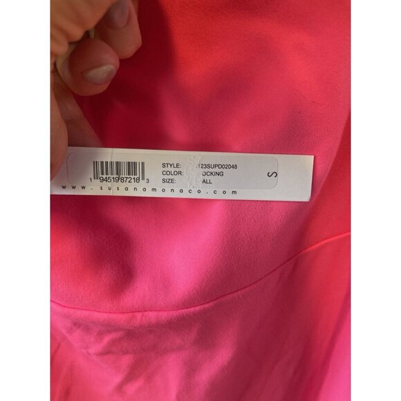 NWT Susana Monaco Halter Keyhole Maxi Dress shocking pink small - Picture 9 of 9